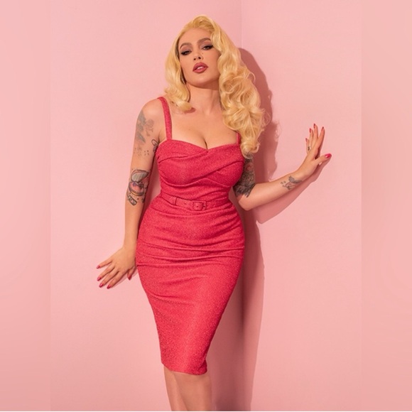 Vixen by Micheline Pitt Dresses & Skirts - Vixen by Micheline Pitt Jawbreaker Wiggle Pink Lurex Dress